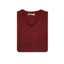 100% Shetland Wool V Neck Knit Jumper Pullover Mens Sweater Knitted - Burgundy (97) - S - NuSea