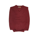 100% Shetland Wool V Neck Knit Jumper Pullover Mens Sweater Knitted - Burgundy (97) - S - NuSea