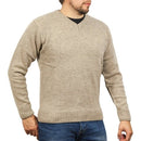100% Shetland Wool V Neck Knit Jumper Pullover Mens Sweater Knitted - Oat Marle (03) - 6XL - NuSea