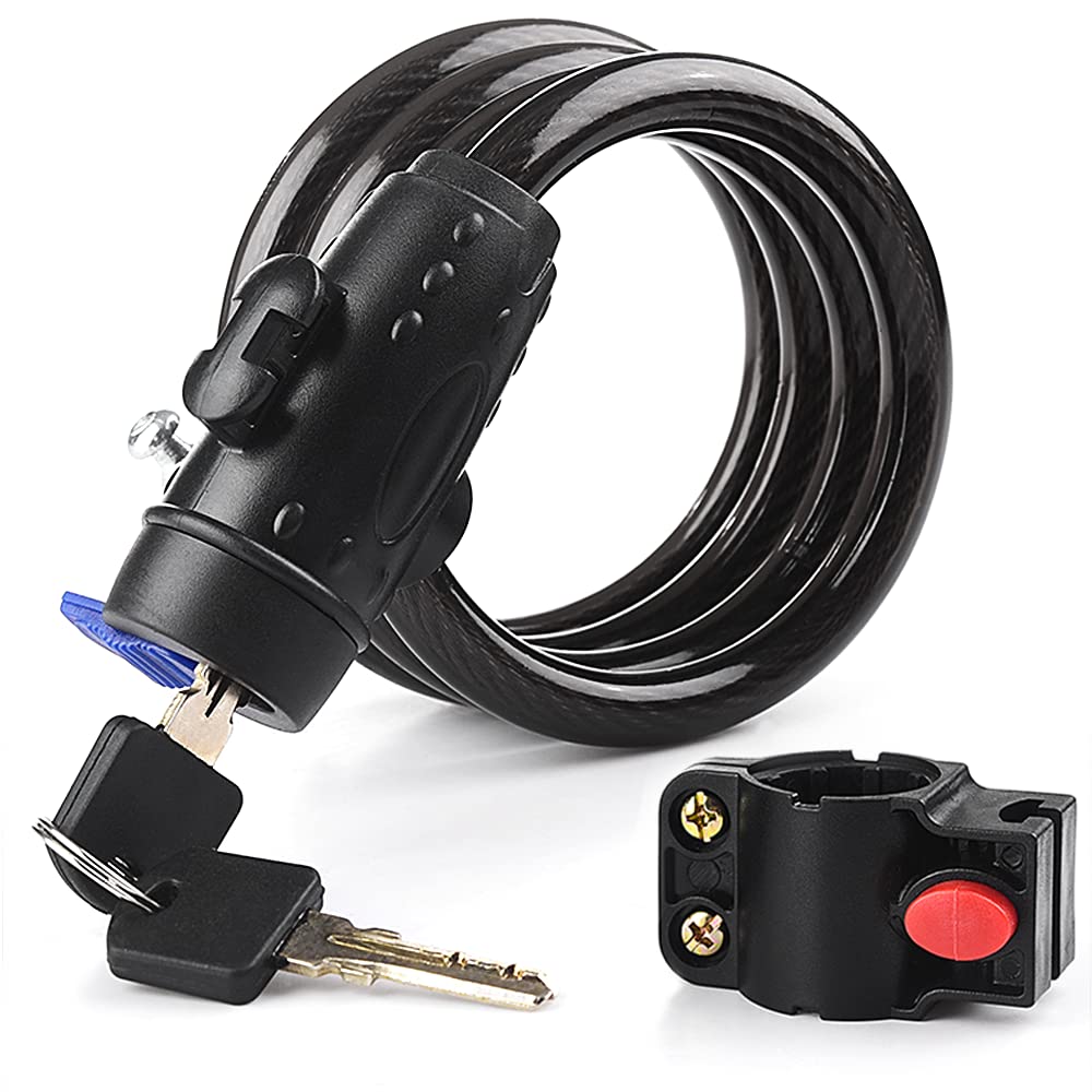 1.2m 2 Keys Bicycle Lock Bike Cable Locks Motorcycle Lock Mounting Bracket Scooter Lock - NuSea