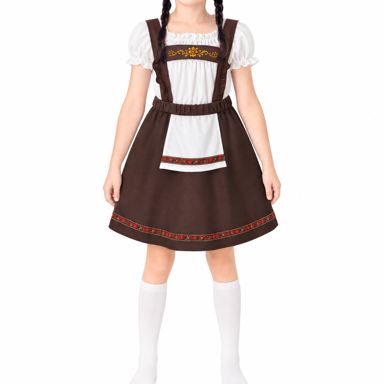 Kidsβ German Girl Costume β Brown Dirndl Dress and Socks