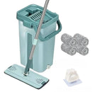 Wet or Dry Usage Hands-Free Mopping System with Bucket and Microfiber Pads