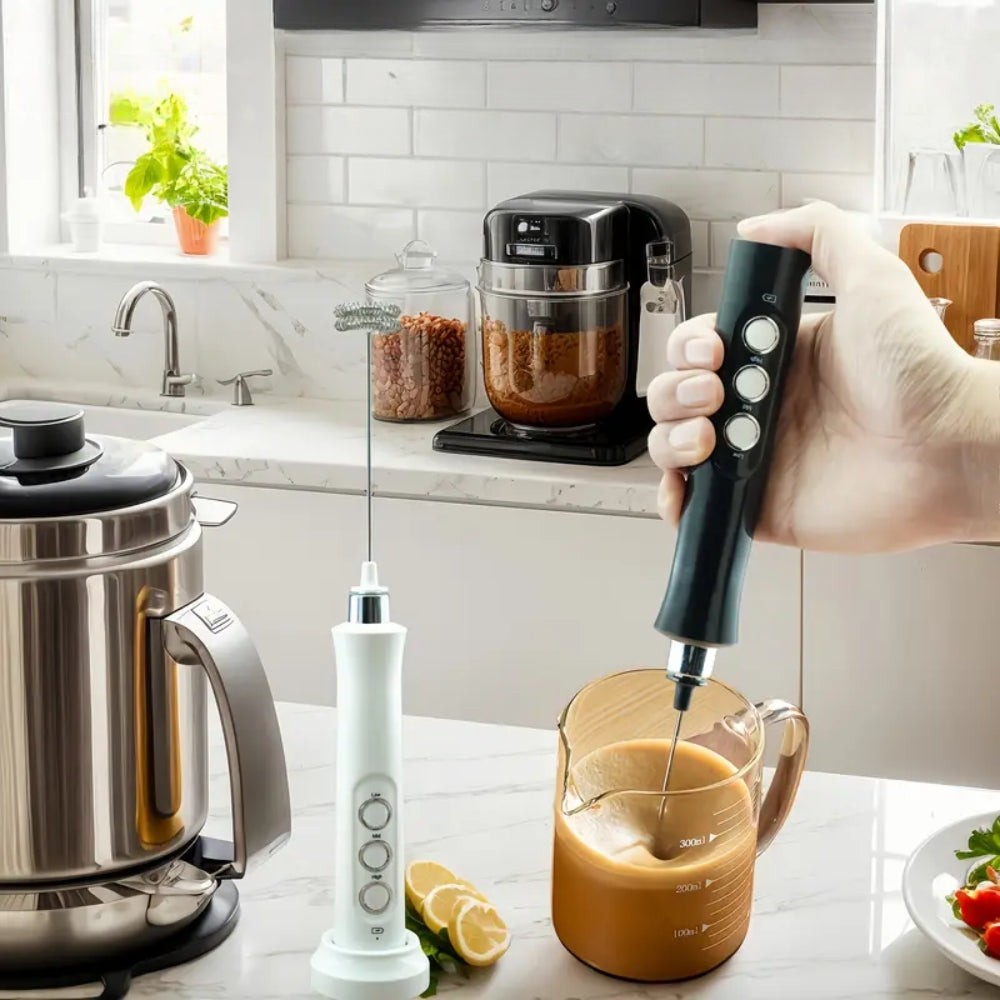 Rechargeable Electric Milk Frother 3 In 1 Handheld Coffee Mixer