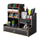 Wooden Desk Organiser DIY Desktop Tidy Pen Holder with Drawer