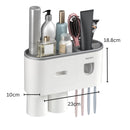 Wall Mounted No-Drill Toothbrush Holder with Toothpaste Squeezer & Storage Rack