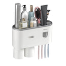 Wall Mounted No-Drill Toothbrush Holder with Toothpaste Squeezer & Storage Rack