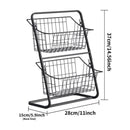 Wire Kitchen Countertop Storage Basket with Removable Rack for Fruits Vegetables Spices Snacks