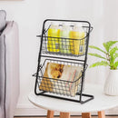 Wire Kitchen Countertop Storage Basket with Removable Rack for Fruits Vegetables Spices Snacks