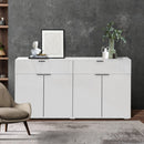 White High Gloss Sideboard with 4 Doors and 2 Drawers