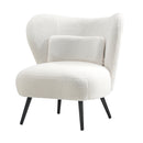 White Boucle Wingback Lounge Chair with Lumbar Pillow