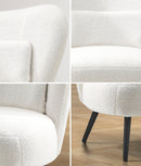 White Boucle Wingback Lounge Chair with Lumbar Pillow