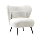 White Boucle Wingback Lounge Chair with Lumbar Pillow