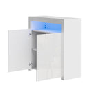 White High Gloss Buffet Sideboard with LED RGB Lights and 2 Doors