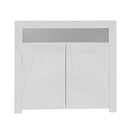 White High Gloss Buffet Sideboard with LED RGB Lights and 2 Doors