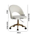 White and Gold Boucle Hollow Armless Home Office Chair