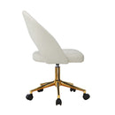 White and Gold Boucle Hollow Armless Home Office Chair