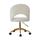 White and Gold Boucle Hollow Armless Home Office Chair