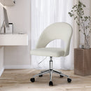 White and Silver Boucle Hollow Armless Home Office Chair