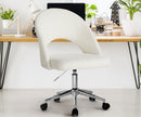 White and Silver Boucle Hollow Armless Home Office Chair
