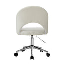 White and Silver Boucle Hollow Armless Home Office Chair