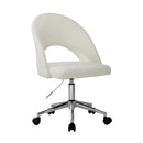 White and Silver Boucle Hollow Armless Home Office Chair