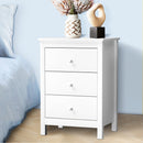 White Hamptons Bedside Table with 3 Drawers