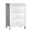White Hamptons Bedside Table with 3 Drawers