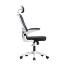 White and Black Mesh Office Chair with Fabric Seat