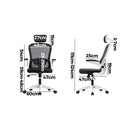 White and Black Mesh Office Chair with Fabric Seat