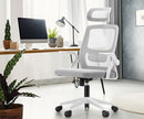White Mesh Office Chair with Fabric Seat