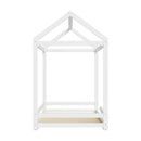 White Timber Single Size Kids Wooden House Bed Frame with Fence