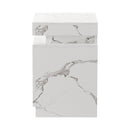 White Marble Effect Bedside Table with 2 Drawers and LED Nightstand