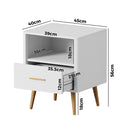 White Bedside Table with 1 Drawer and Open Shelf Nightstand