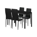 120cm Black Wooden Rectangle Dining Table with 4 Dining Chairs