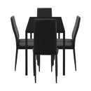 140cm Black Wooden Rectangle Dining Table with 6 Dining Chairs