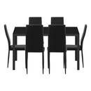 140cm Black Wooden Rectangle Dining Table with 6 Dining Chairs
