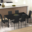 140cm Black Rectangular Dining Table with Metal Legs