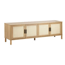 160cm Natural TV Cabinet Entertainment Unit Stand with Rattan Doors