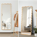 Wooden Wavy Full Length Floor Mirror