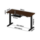 150cm Black and Walnut Electric Height Adjustable Standing Desk with Drawer