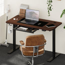 150cm Black and Walnut Electric Height Adjustable Standing Desk with Drawer