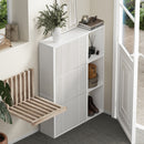 White Shoe Rack Storage Cabinet with Display Shelves