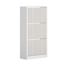 White Shoe Rack Storage Cabinet with 3 Compartments