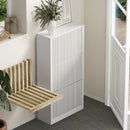 White Shoe Rack Storage Cabinet with 3 Compartments