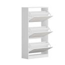 White Shoe Rack Storage Cabinet with 3 Compartments