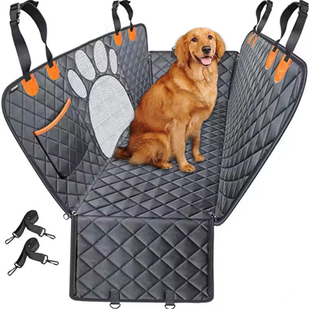 Universal Pet Seat Cover for Car Rear Seat with Visual Mesh Window and Side Zipper