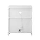 White Bedside Table LED Nightstand with Shelf