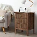 Walnut Bedside Table Nightstand with Three Drawers