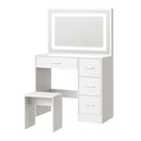 White Dressing Table and Stool Set with Large Mirror and LED Light