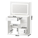 White Dressing Table and Stool Set with Large Mirror and LED Light